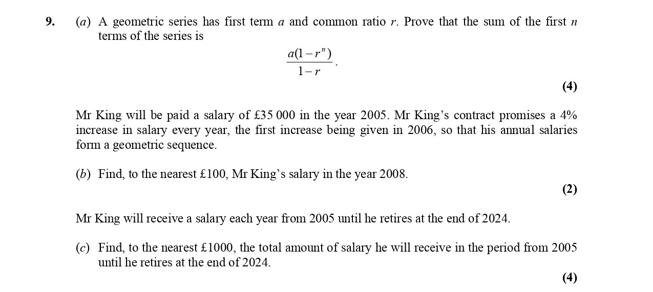A-geometric-series-has-first-term-a-and-common-ratio-r-Edexcel-A-Level Maths Pure-Question 1-2005-Paper 2.png